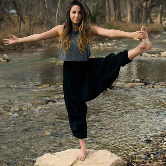 Buddha Pants Pants - Buddha Pants Womens Elastic Waist Drawcord Tapered Savannah Harem Pants Black